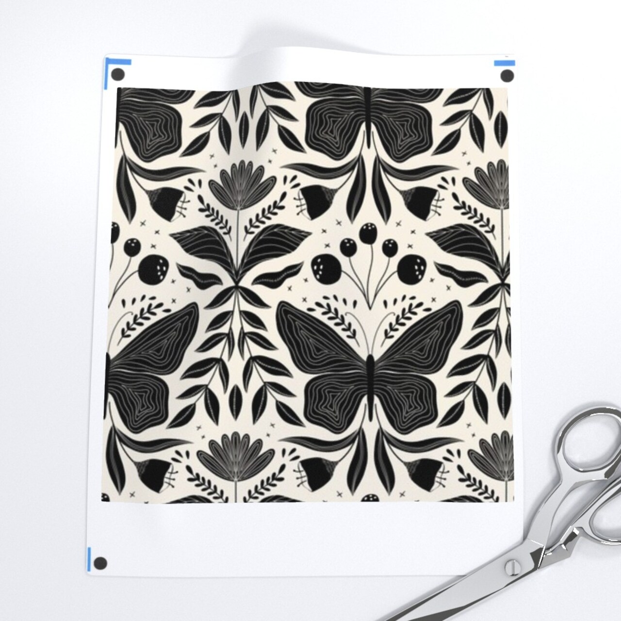 Gothic Butterflies Dark Whimsical Botanical Insect Nature Flowers Moody Vines Black Custom Printed Fabric by Spoonflower Various Fabrics by the Yard or Fat Quarter